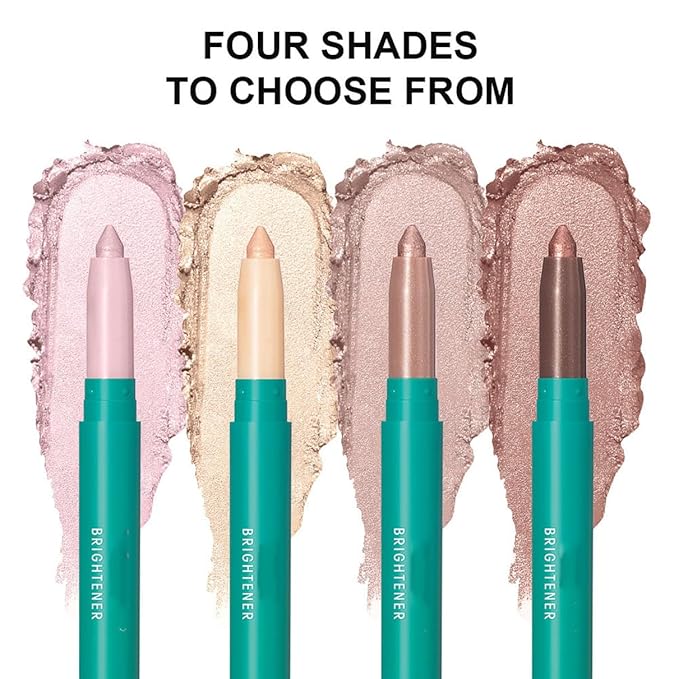 4Pcs Eyeshadow Stick, Eye shadow Brightener Stick Glitter Highlighter Makeup Eye Liner, Shimmer Creamy Long Lasting Eye Makeup(4 colors