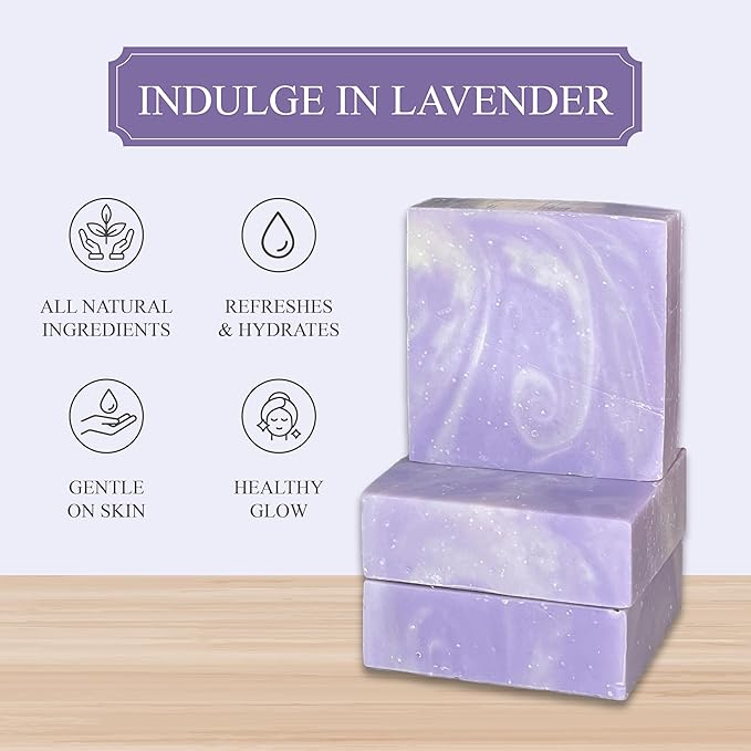 Dr. Wally's Handcrafted Soap Lavender Bar 5 oz, with Shea Butter and enrich with Olive Oil, All Natural - Cold process - 100% Handmade - Made in USA, pack of (3). Scent intensity - strong