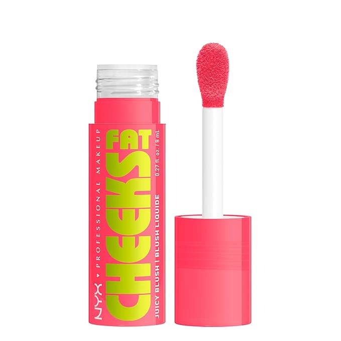 NYX PROFESSIONAL MAKEUP Fat Cheeks Liquid Blush, Buildable, Dewy Blush with Long-Lasting 12HR Wear - Guava Gush (Bright Pink)
