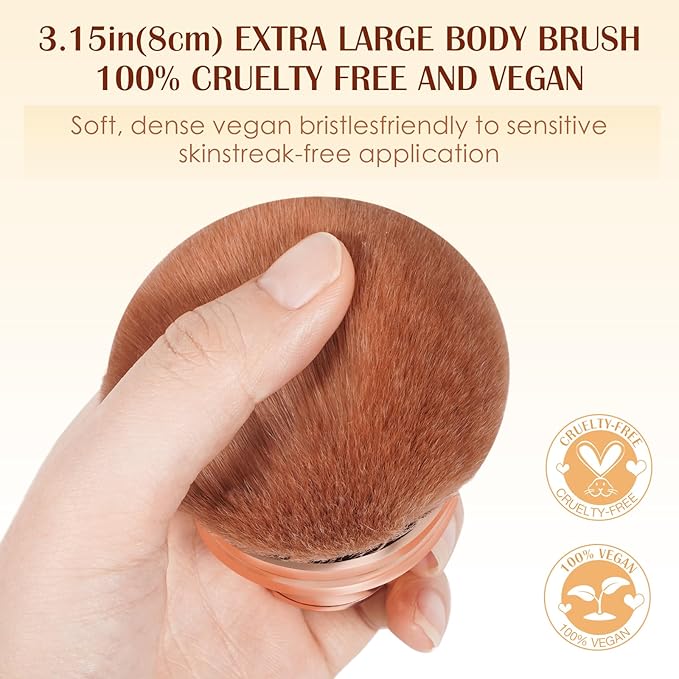 Extra Large Tanning Brush Self Tanner Brush 3.2inch Kabuki Tanning for Self Tan Back Applicator Wide-headed Blend Blur Body Makeup Kabuki Foundation Body Tanner With Drawstring Bag (silvery)
