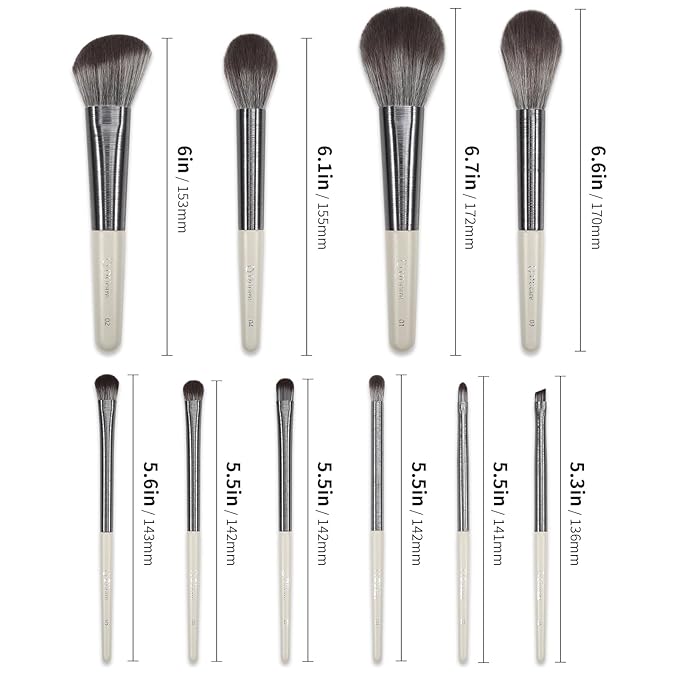 DUcare Makeup Brushes Set Professional 10pcs, Foundation Blush Face Contour Powder Brush Eyeshadow Eyeliner Eyebrow Lip Liquid Cream Blending Make up Brush Kit, Synthetic Essential