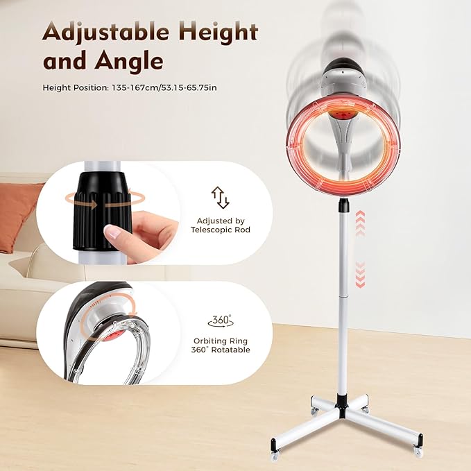 Multifunction Stand Hair Dryer, 950W Free-Stand Hair Dryer Color Processor Drying Perming Machine Orbiting Rotating Hair Perm Salon Styling