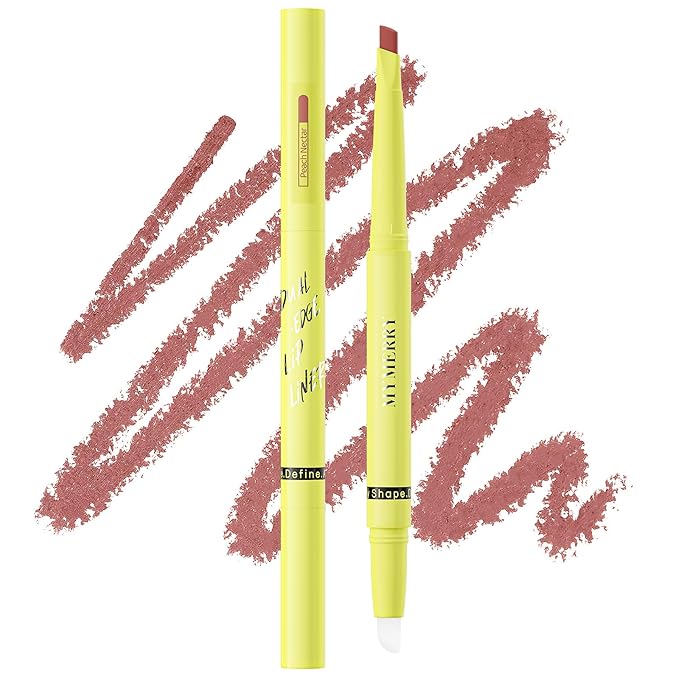 2-in-1 Lip Filler Liner w/Blending Tip, Creamy Matte Lip Pencil for Defining, Shaping & Featherproof Lock, Infused Jojoba Oil & Vitamin E, Vegan & Cruelty-Free, Peach Nectar
