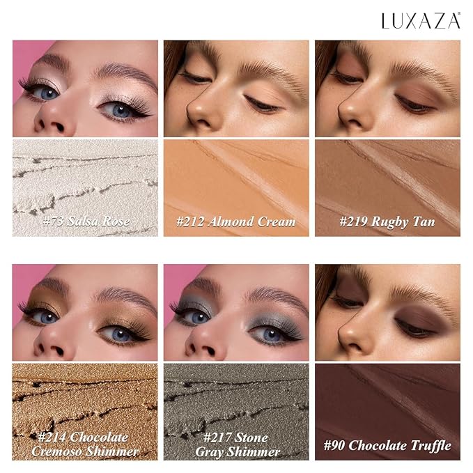 Neutral Brown Eyeshadow Stick Makeup 6PCS Set, Metallic Shimmer Matte Cream Eye Shadow Eyeliner Brightener Pencil Crayon - BROWN LATTE