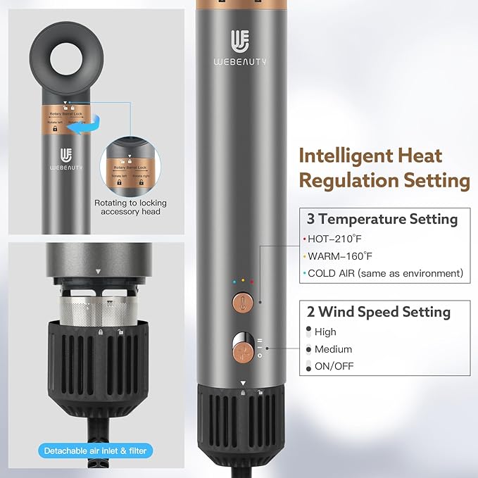 Hot Air Brush Hair Styler, 5 in 1 Hair Dryer Brush Auto Wrap Curlers Frizz-Free Styling Tool for All Hair Types Fast Drying, Curling, Smoothing, Volumizing & Straightening with Travel Storage Case