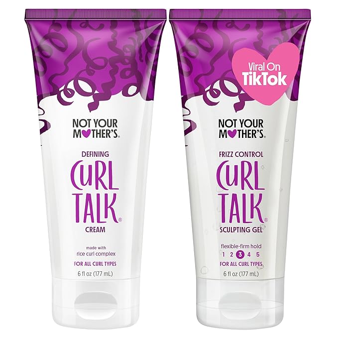 Not Your Mother's Curl Talk Frizz Control Sculpting Gel & Defining Cream (2-Pack) - 6 fl oz Each - Tames Hair Frizz & Maximizes Definition – For All Curly Hair Types