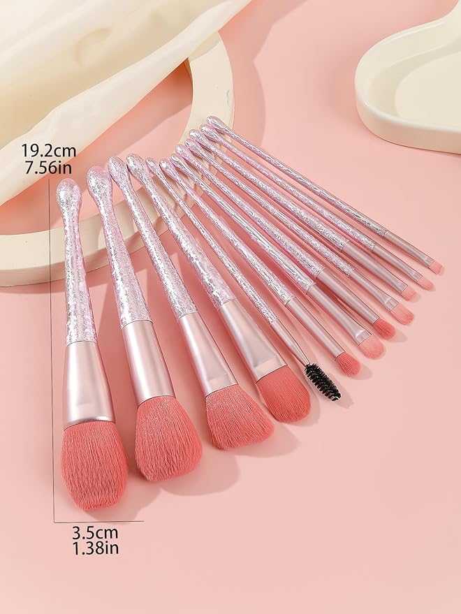 BRUSH ARTIST 12 PCs Premium Synthetic Pink Makeup Brush Set with Makeup Bag Face Powder Brush, Contour Brush, Blush Brush, Eyeshadow Brush, Eyebrow Brush, Concealer Brush Travel Size