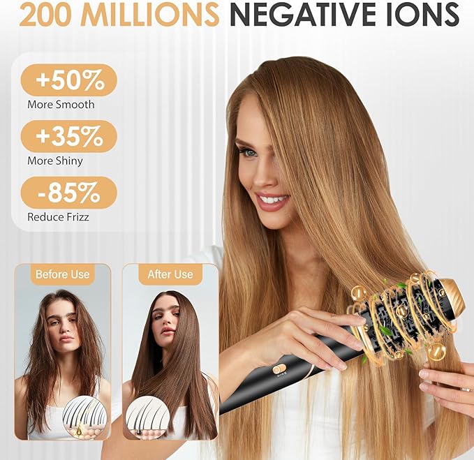 Hair Dryer Brush Set 6 in 1, Blow Dryer Brush Foldable, Negative Ionic Hair Dryer with Diffuser, Detachable Hair Styling Tools Hot Air Curler Hair Styler for Straightening, Curling, Drying,Volumizing