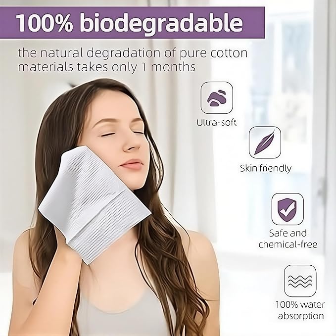 Clean Skin Towel | Disposable Face Towel | Dry Wipes, Makeup Remover | Ultra Soft, Gentle & Safe for All Skin Types | Single-Use, Spa-Grade, Pair with Cleansing | 50 count/Box (75-80 GSM).
