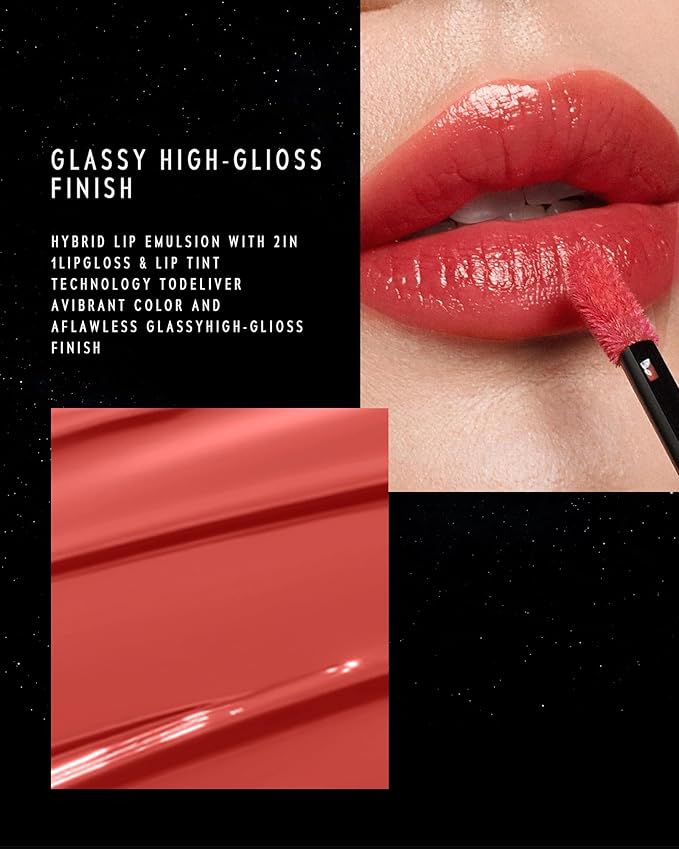 Stellar Dust Lip Stain 04 Cherrion, Transfer-Proof & Smudge-Proof Lip Gloss, Cherry Pink Tinted Glossy Finish, High-Pigment Vibrant, Hydrating Lightweight Long-Lasting Lip Makeup for Women