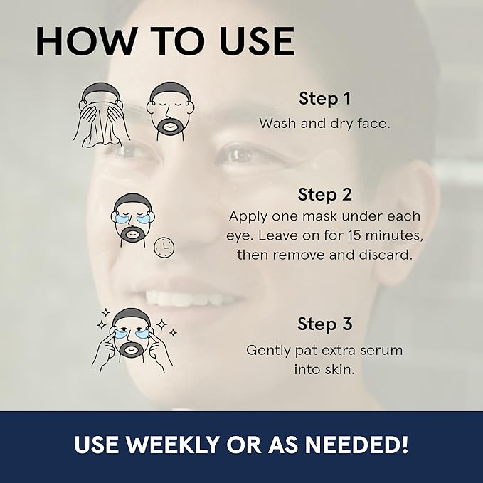 BRO MASK Under Eye Patches for Men with Hydrogel (6 x 2 pack) - Anti-Aging Korean Eye Masks for Dark Circles and Puffiness - Puffy Under Eye Treatment - Perfect Skin Care for Men
