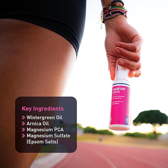 Wintergreen Magnesium Body Gel, 3.4oz – with Pure Magnesium and Arnica Oils, Non-Greasy Gel for Soothing Massage and Relaxation