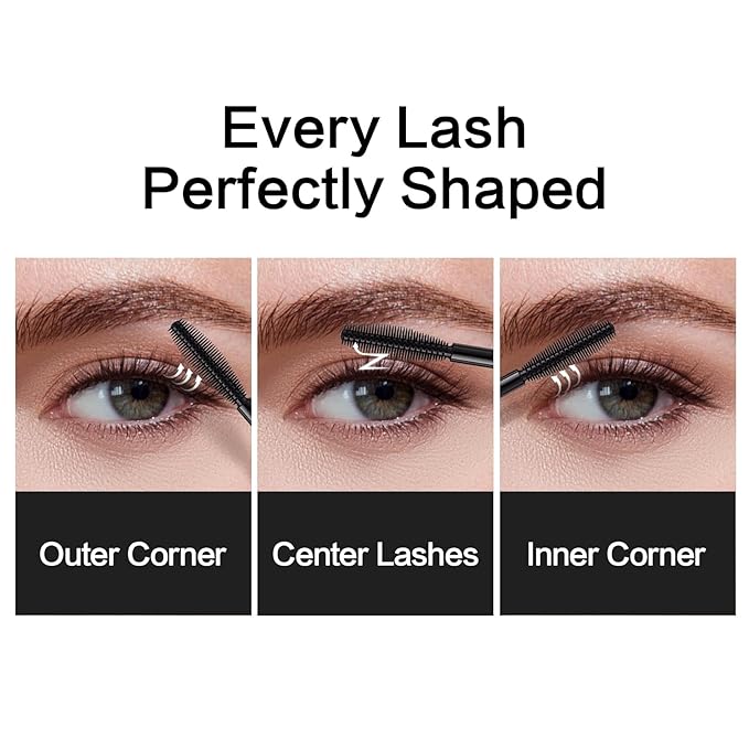 CARSLAN Light-Lengthening Mascara, Lengthening & Curling, Smudge Proof & Flake Resistant with Date-shaped Brush for Clump-Free Definition, Quick-Dry, Washable, Long Lasting Volume