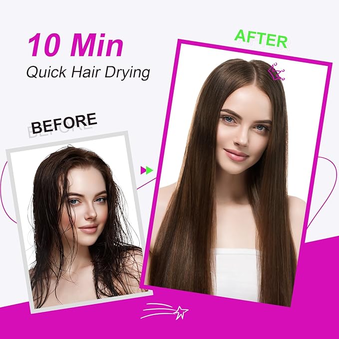 Dual Voltage Hair Dryer Brush Travel Blow Dryer Brush in One,2 inch Portable Mini Hot Air Brush,Travel Hair Tools/Volumizer/Straightener/Curler,European Blow Dry Brush with EU&UK Plug