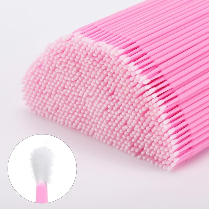 Tbestmax 2000 Pcs Micro Applicator Brush, Micro Swabs, Disposable Eye Lashes Mascara Wands for Eyelash Extension - Pink