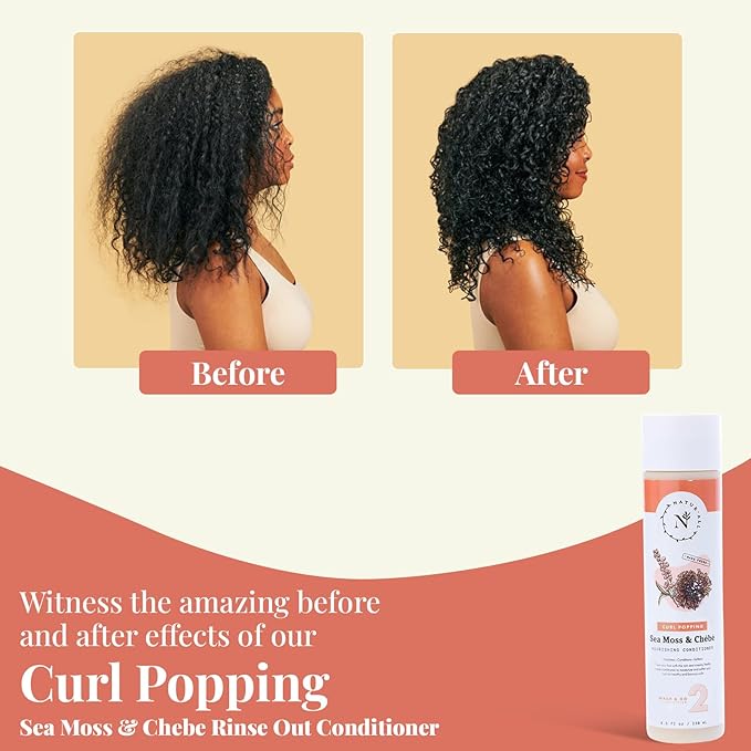 NaturAll Sea Moss & Chebe Anti Frizz Conditioner - Sulfate-Free Curl Hair Conditioner for Dry Hair - Detangles, Softens & Moisturizes Dry, Damaged Hair, Helps Reduce Breakage & Smooth Frizz (8.5 Oz)