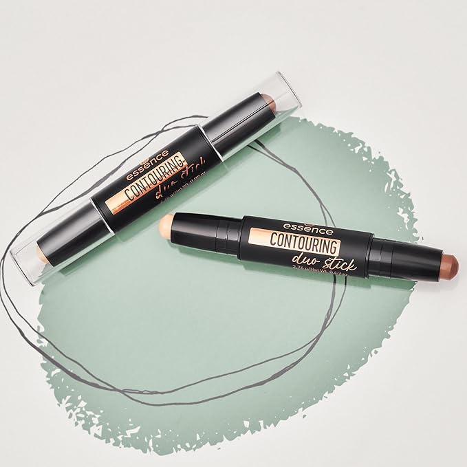 essence | Contour Duo Stick | 2-in-1 Highlight and Contour Slim Stick, Creamy, Buildable and Easy to Apply | Vegan & Cruelty Free (20 | Light)