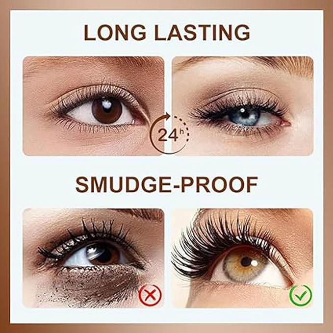 2025 New Waterproof Silk Fibre Thick Mascara, Iron Wand Mascara Curling Eyelashes Iron Mascaras with No Flaking, Long-Lasting 4D Curling Silk Fiber Lash Mascaras for Women Eyes Makeup(2PCS)