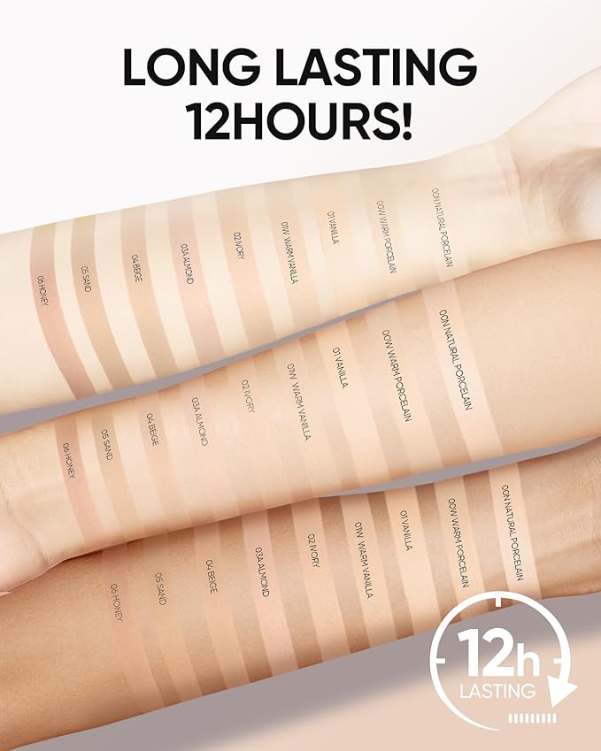 Full Coverage Cushion Foundation, Weightless, Skin Fit, Satin Glow Finish, Oil-Control Waterproof Foundation, Sweatproof Flawless BB Cream CC Korean Makeup