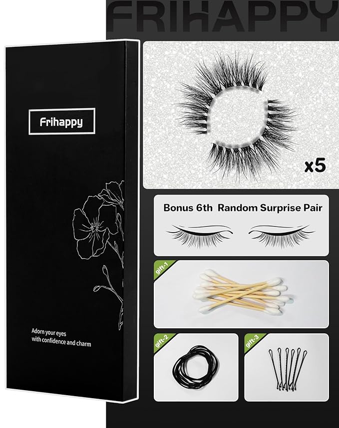 Frihappy False Eyelashes Cat Eye Lashes Fake Lashes Wispy Lashes Natural Eye Lashes Wispy Eyelashes D Curl Lashes BS40