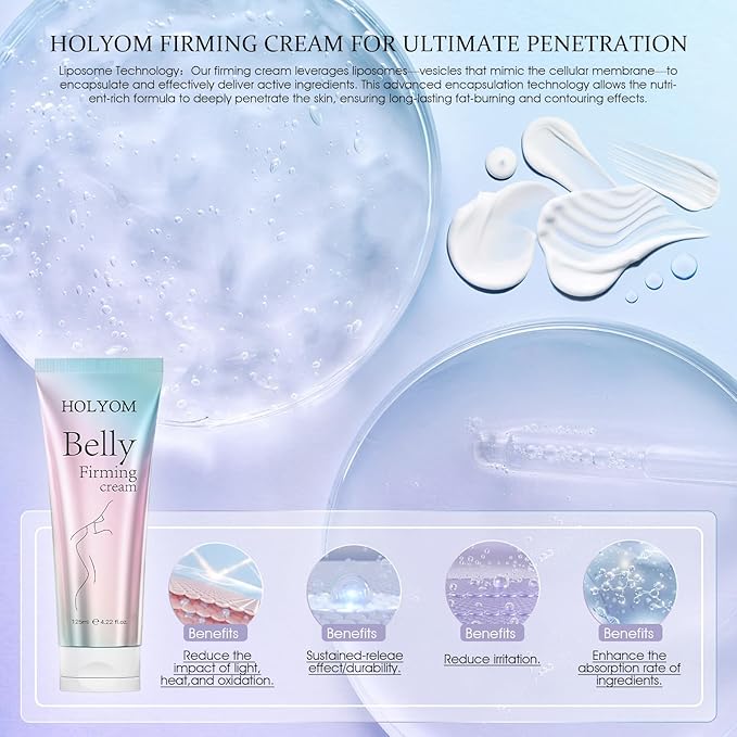 B Flat Belly Firming Cream - Premium Skin Tightening Cream for Stomach，Thighs, Skin Smoothing Moisturizer for Women and men, 4.22 fl oz