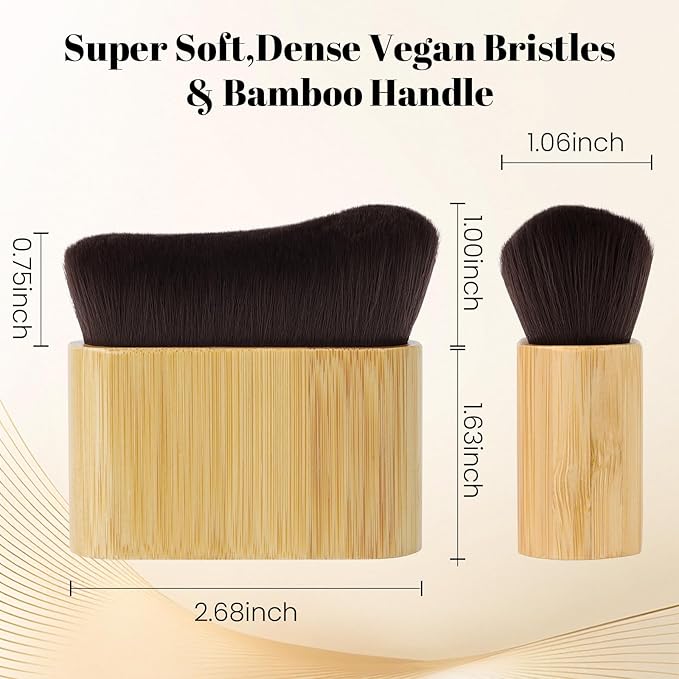 Self Tanner Brush,Large Self Tanning for Self Tan,Kabuki body brush for self tanner,Body Makeup Brush for Leg Makeup,Bronzer Shimmer Glow Blend Brush,Sunless Tanner Makeup Body Brushes (Bamboo)