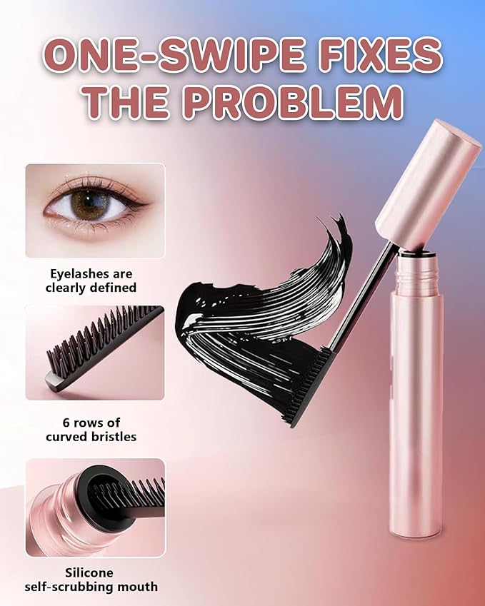 3D Curling Iron Wand Mascara - Volumizing Telescopic Mascara, Waterproof & Smudge-Proof, Liquid Lash Extensions Look, No Clumps, Flakes or Residue, Salon-Like Bold Lashes (Black)