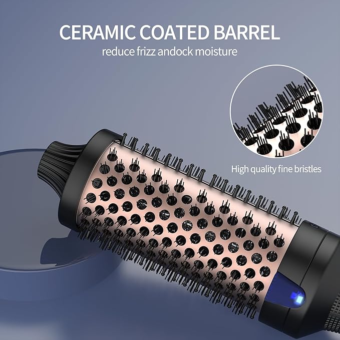 K&K 1.77 Inch Heated Curling Brush with Ceramic Tourmaline Ionic Technology for Volumizing and Loose Curls (Black)