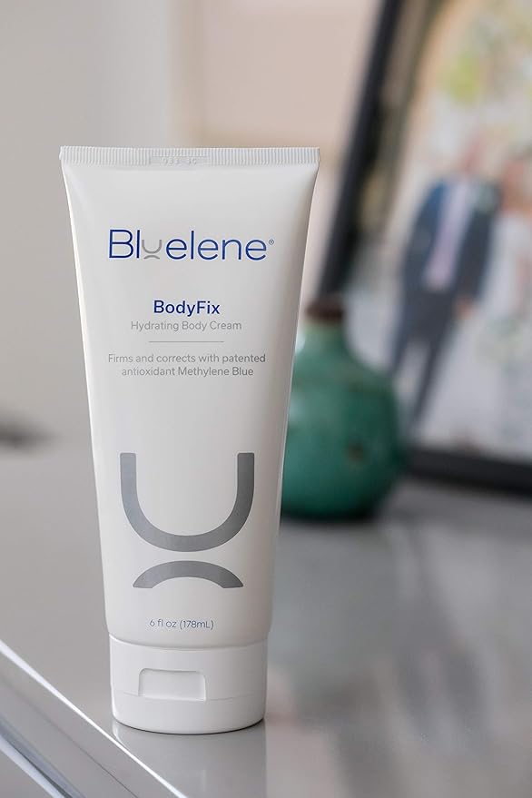 Bluelene BodyFix. Anti-Wrinkle Body Cream with Methylene Blue, Shea Butter, Jojoba Seed, Avocado, and Argania Spinosa Kernel Oil (6oz). Suitable for Sensitive Skin.