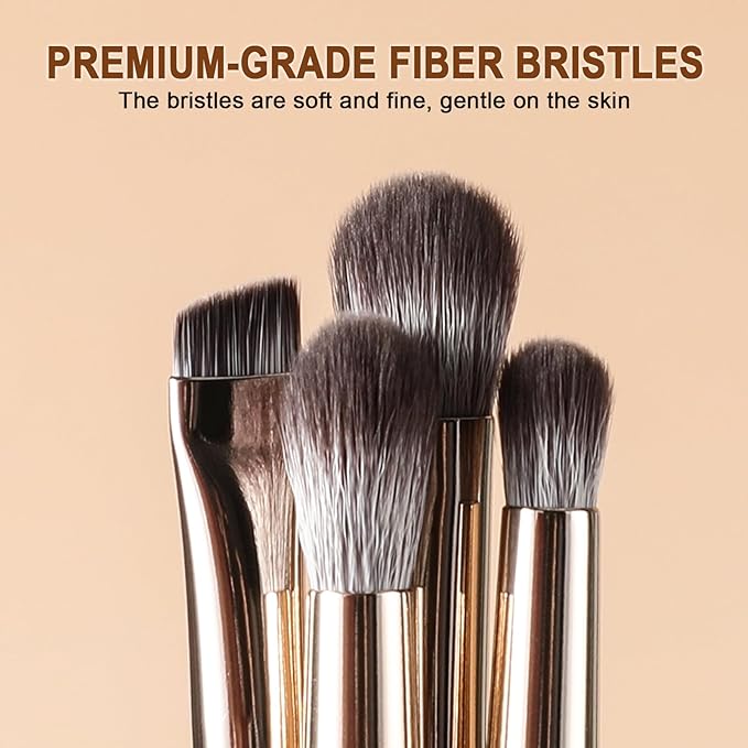 8Pcs Eye Makeup Brush Set, Professional Eyeshadow Makeup Brushes Under Eye with Synthetic Nose Contour Brush Angled Eyebrow Brushes for Liquid, Powder Blending Contouring Concealer Brows Eye shadows
