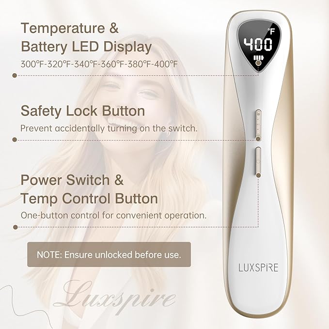 Luxspire Cordless Hair Straightener Brush, Dual Power Hair Brush Straightener with 45W Fast Charger, 6 Temps 200M Negative Ions, Portable Comb for Travel, White