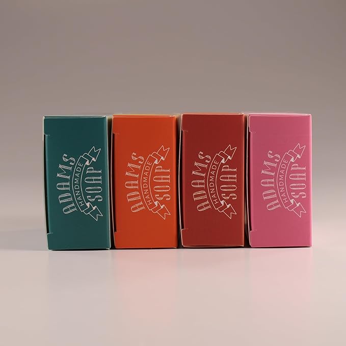Adams Handmade Soap Variety Pack – 4 Bar Set: Cinnamon Spice, Eucalyptus, Rose, Citrus Medley | Vegan, Cold Process, 84% Organic, Essential Oils, USA Made