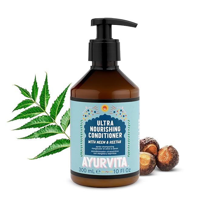Ultra Nourishing Conditioner with Neem & Reetha - Gentle Daily Conditioning for All Hair Types - Nourishes Scalp and Roots - Natural, Plant-Based Ingredients - Ayurvedic Hair Care - 10 fl oz