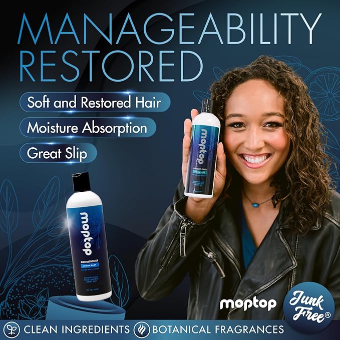 MopTop Salon Daily Conditioner – Color Safe Salon Quality Hair Moisturizer to Restore Dry, Damaged Hair & Reduce Frizz, Sulfate & Paraben Free Hair Care for All Hair Types (Lemon Sage, 12oz)
