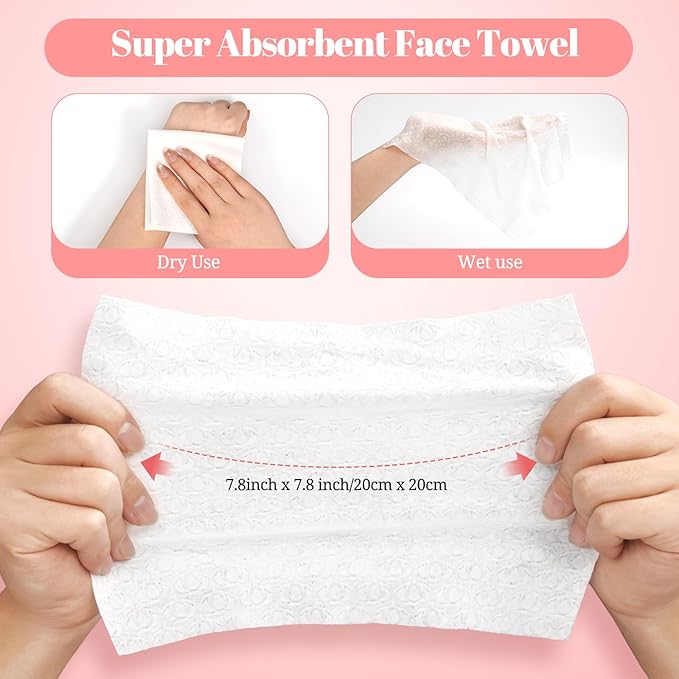 800 Count Face Towels,Super Soft and Thick Face Cleansing Towelettes for Sensitive Skin, Disposable Facial Towels for Makeup Removal and Clean Skin,Biodegradable Facial Towel,(8 Box)