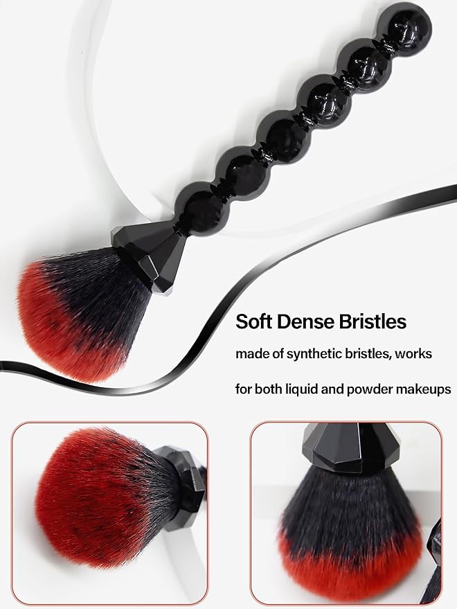 COSHINE Unique Diamond and Pearl Design Makeup Brush Set, 10pcs Cute and Full Complete Powder, Concealer, Blush, Eye Shadow Cosmetic Brushes Kit (BLACK)