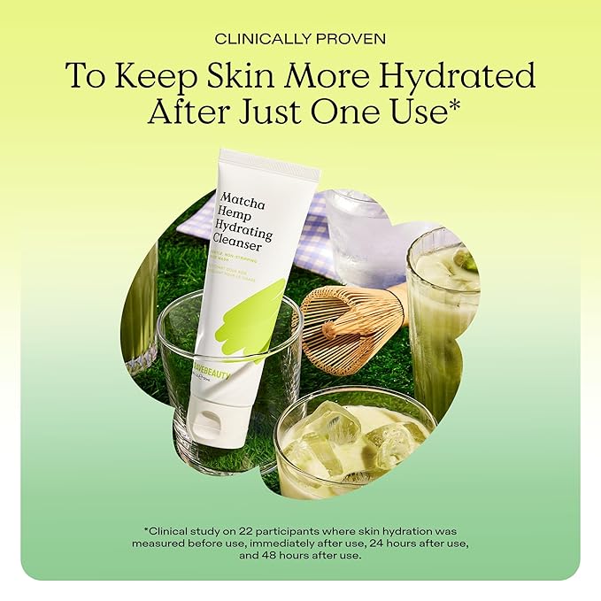 KraveBeauty Matcha Hemp Hydrating Cleanser - Daily Gentle Non-Stripping Face Wash Enriched with Matcha and Hemp Seed Oil, for All Skin Types, Vegan and Cruelty Free, 4.05 fl oz