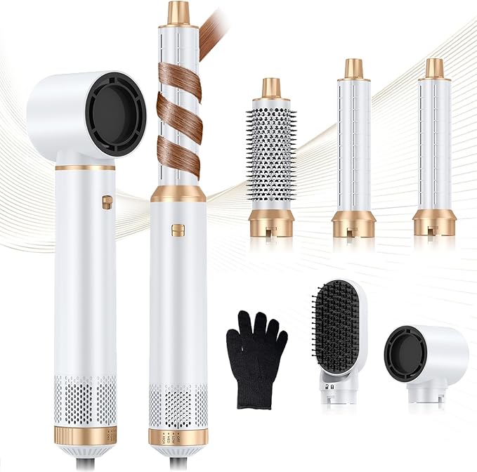 5 in 1 Hair Dryer Brush, Negative Ion Blow Dryer Brush Set Upgrade Hot Air Brush Air Styler Curling Wrap Air Curler, Curling Iron Hair Styling Tools As A Gift for Straight/Curl/Drying/Smoothing