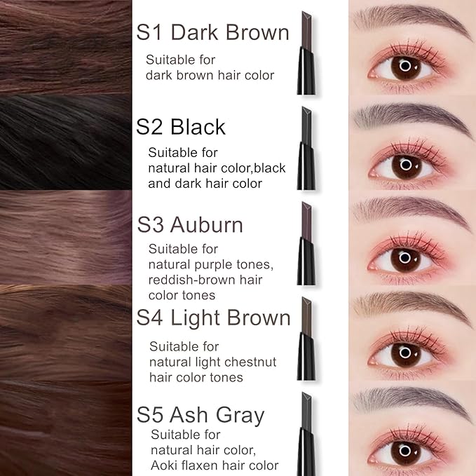 Dark Brown Eyebrow Pencil,8 Pack Eyebrow Pencils for Women Set,Retractable Definer Eye Brow Pencil Waterproof Sweatproof Long-Lasting,with Spoolie Brush,S1.