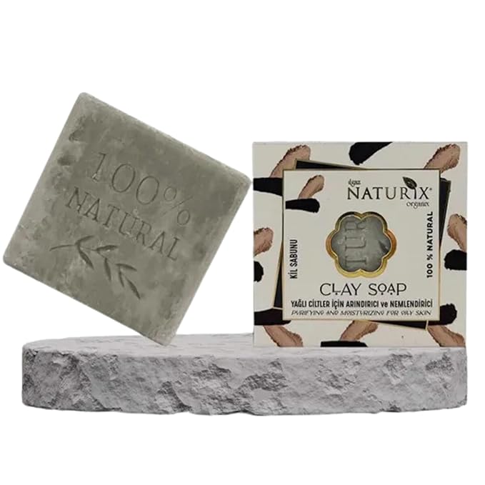 Organic Bar Soap Moisturizing Soap Made from Natural Oil | Hair Hand Face Body Bath Wash | Skin Care Cleanser Shampoo (Clay)