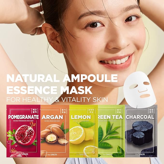 THESAEM Natural Facial Mask Sheet 21ml 13 Pack - Korean Skincare Moisturizing and Nourishing Facial Mask Sheet Variety Combo Pack