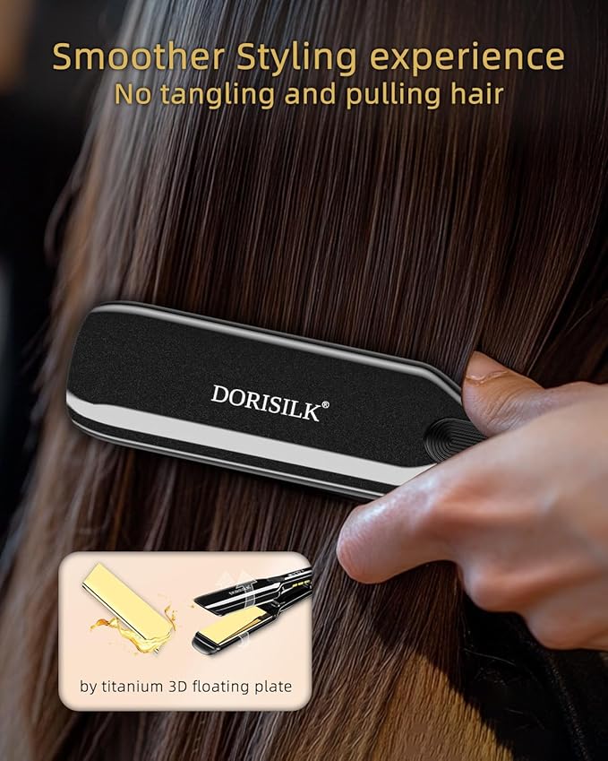 DORISILK 500 Degree Vibrating Ceramic Hair Straightener, 2 in 1 Hair Straightener and Curler, Plasma Flat Iron Get Frizz-Free Hair (500FWV)