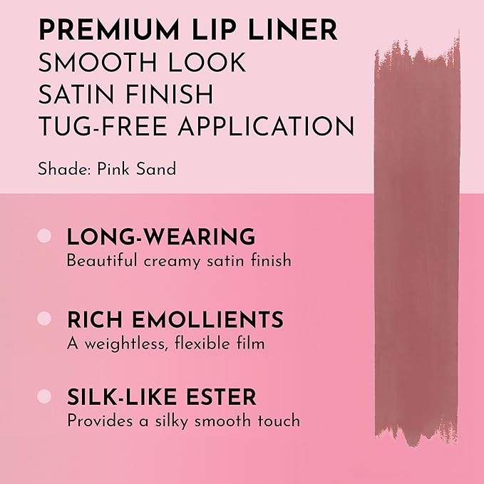 Lawless Forget the Filler Definer Liner - Pink Sand - Premium Lip Liner with Natural Ingredients to Provide a Smooth Look with a Satin Finish, Clean Makeup with Tug-Free Application - 0.04 oz