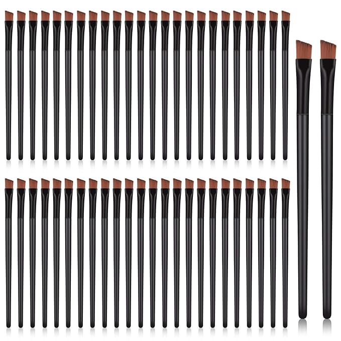 50 Pieces Angled Eyebrow Brushes Eyebrow Tint Brush Flat Tapered Eyebrow Concealer Brush Eye Shadow Applicator Sticks Disposable Eye Makeup Brushes