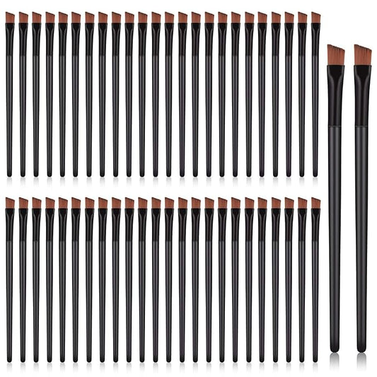 50 Pieces Angled Eyebrow Brushes Eyebrow Tint Brush Flat Tapered Eyebrow Concealer Brush Eye Shadow Applicator Sticks Disposable Eye Makeup Brushes
