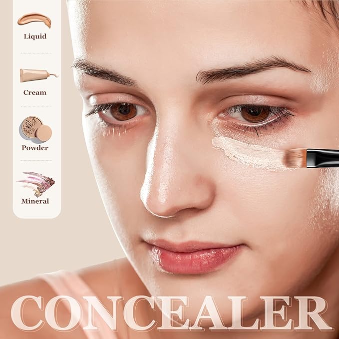 12 Pieces Small Concealer Brush Flat Lip Concealer Brush Under Eye Synthetic Fiber Makeup Eyebrow Outline Foundation for Concealing Blending Setting Buffing Makeup(Black)