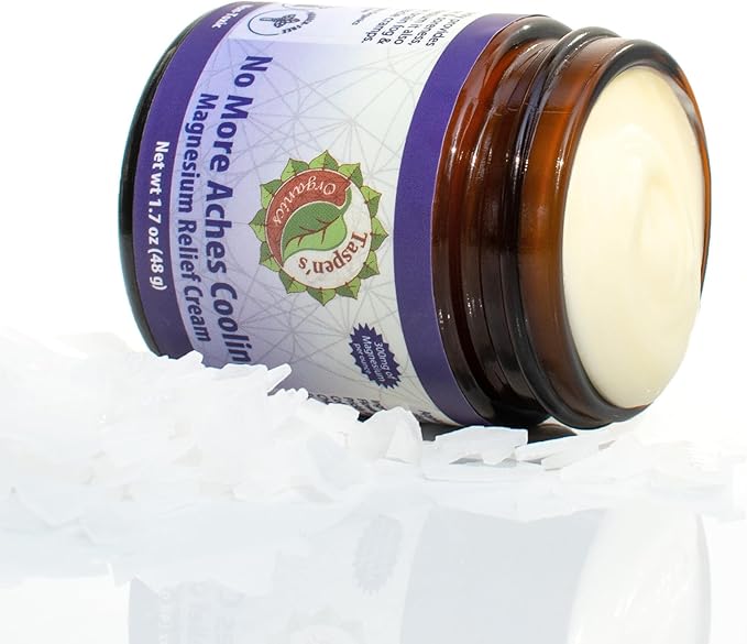 Taspen's Organics Magnesium No More Aches Cooling Cream - Muscle Relief- Sore Muscles & Post-Workout Recovery - Natural Comfort for Tension & Cramps - Made in USA (1.7 oz)