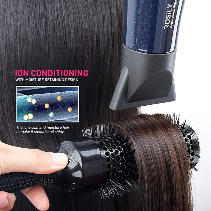 ROSILY Professional 2200W Ionic Ceramic Hair Dryer | Fast Drying Salon Quality Blow Dryer with Nozzle Attachments for Smooth Shine and Silky Hair | Extra Long Cord and Faster Drying Time