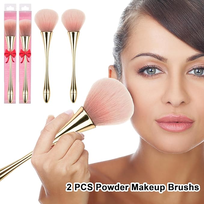 2 Pieces Large Mineral Powder Brush,Kabuki Makeup Brush,Soft Fluffy Foundation Brush Blush Brush,Large Powder Mineral Brush Nail Brushes Makeup Brushes for Daily Makeup