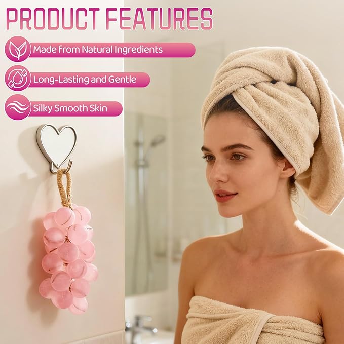 Grape Soap, Grape Soap on a Rope for Women Men (1, Pink)